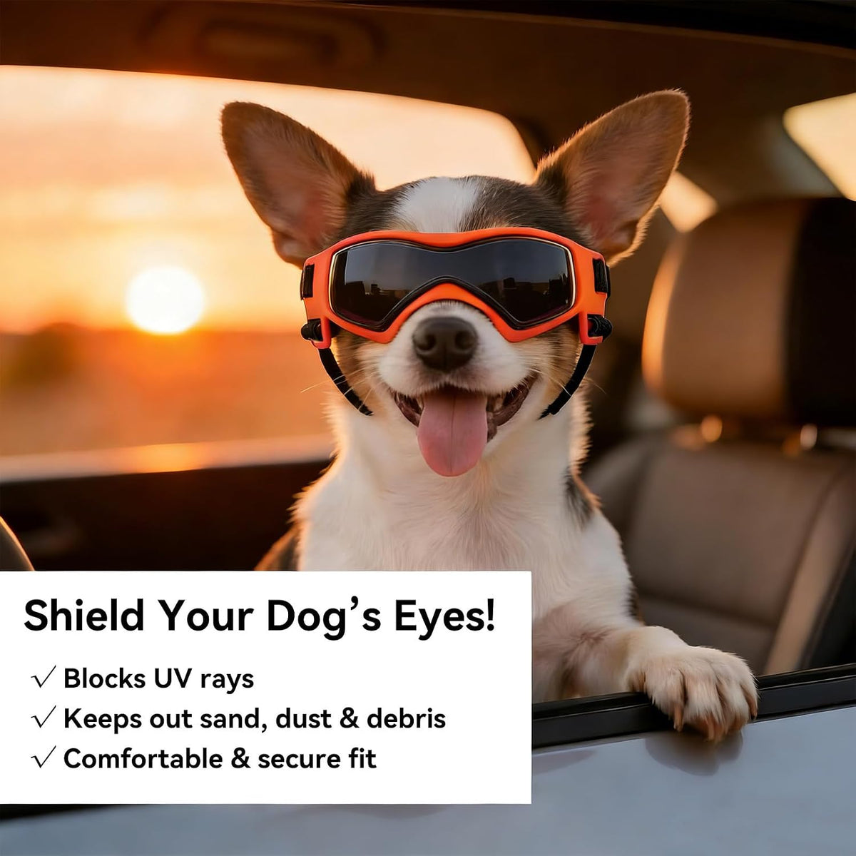 Dog Sunglasses for Extra Small Breed UV Protection Windproof XS Dog - X-Small / Orange - image 4