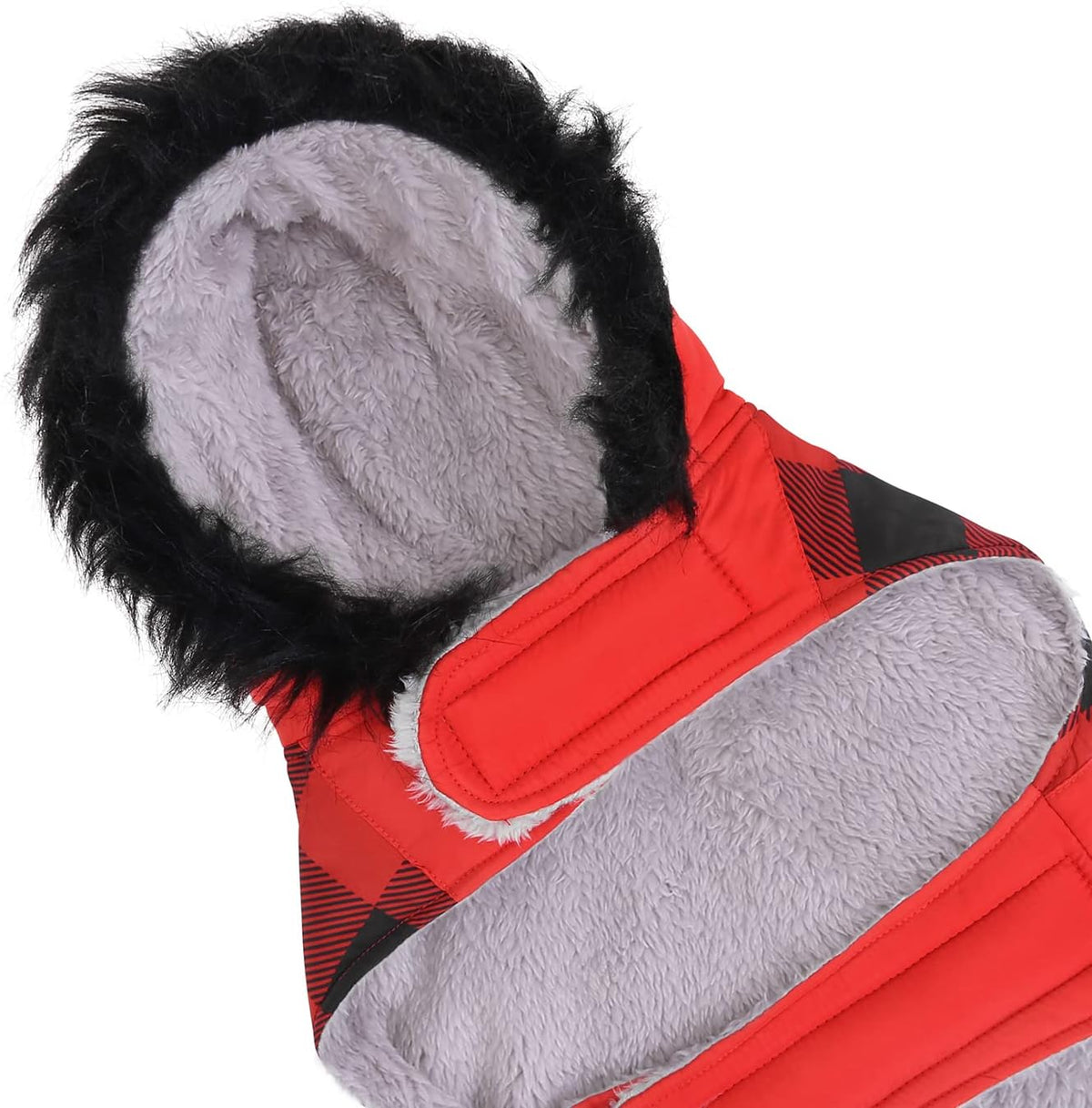 HDE Dog Puffer Jacket Fleece Lined Winter Coat & Harness Hole NVY - Small / Buffalo Plaid - image 4