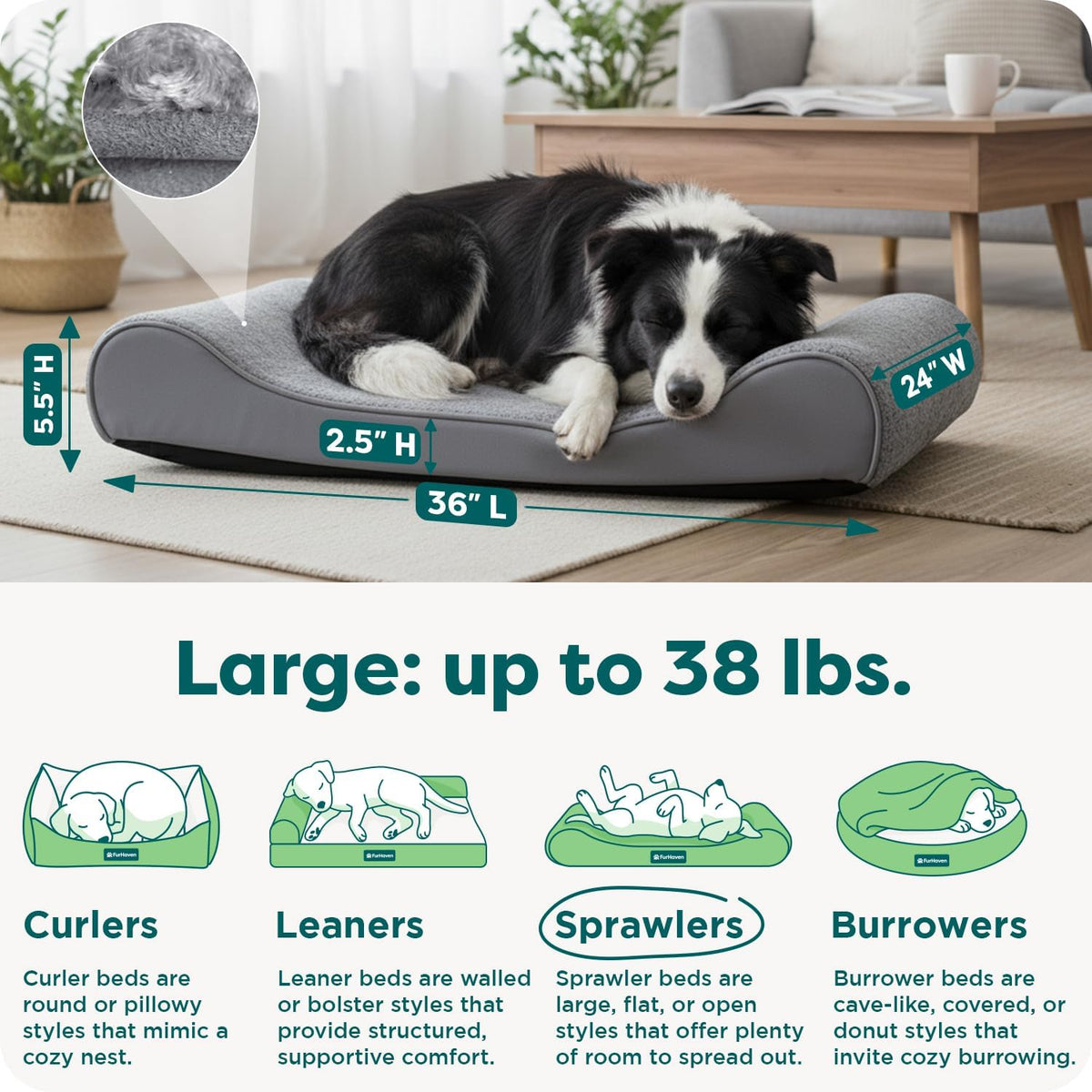 FurHaven Orthopedic Dog Bed for Large Dogs - Large / Gray - image 3