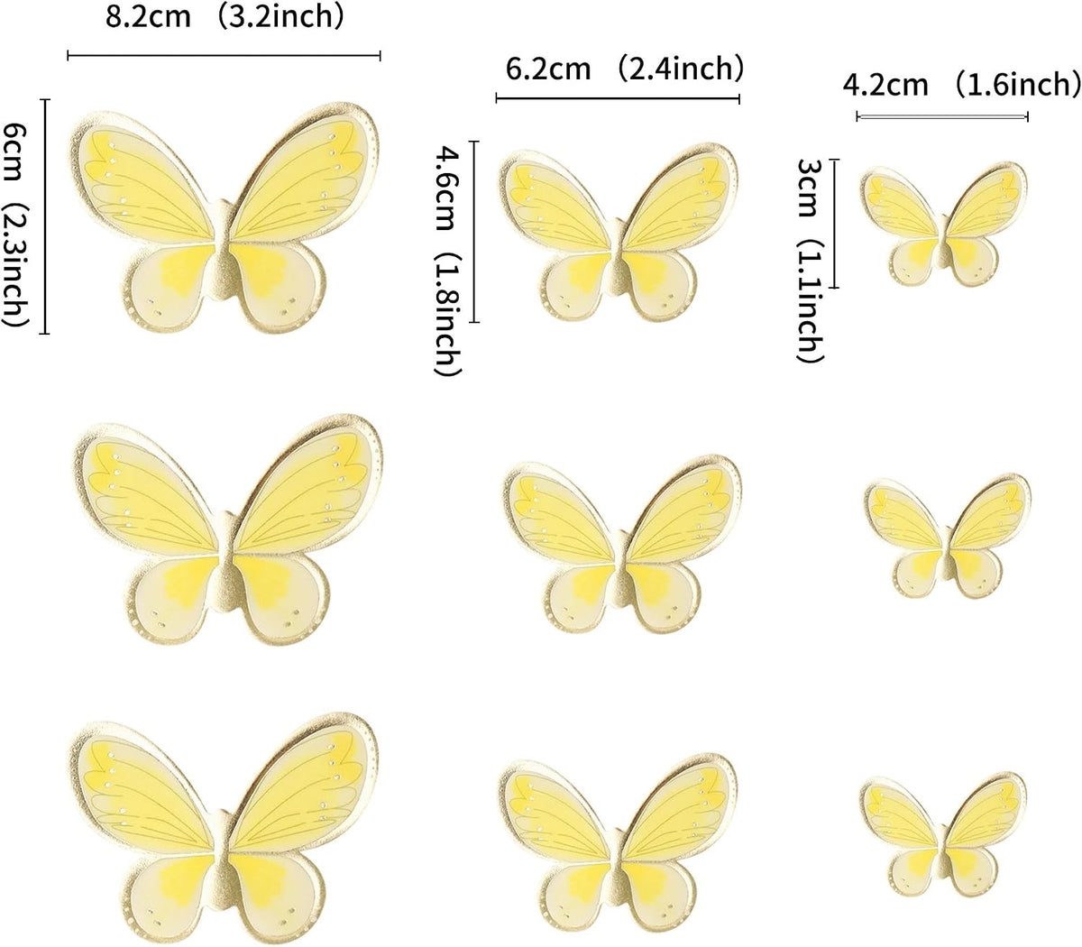 30Pcs 2D Waterproof Swallowtail Butterfly Cake Topper Transparent - Not Edible / Yellow - image 2