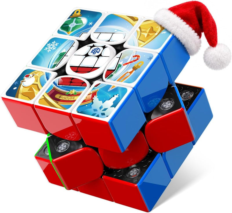 GAN V100 Maglev UV, 3x3 Speed Cube Magnetic Puzzle for Cuber – Fun for Kids & Family - Christmas Sticker Version
