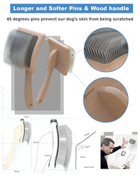 Dog Slicker Brush for Large Dogs, Professional Doodles Brush for Poodles, Goldendoodles and Labradoodles - Easy to Remove Tangles, Mats and Fluff - 3.8"x3.2" Head, 8" Wood Body