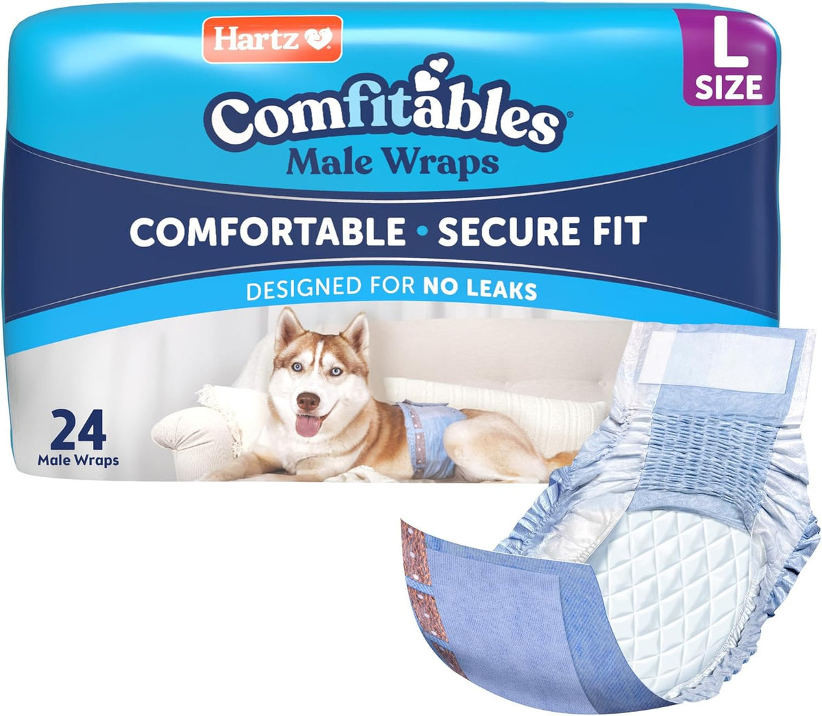 Hartz Comfitables Disposable Male Dog Wraps Stretchy Waistband - Value Pack / Large