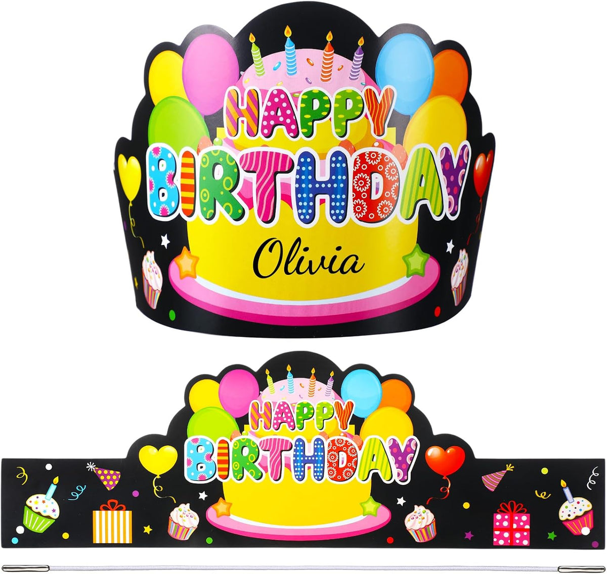 Yunsailing 36 Pcs Birthday Crowns Kids Classroom Party, Pink - Black