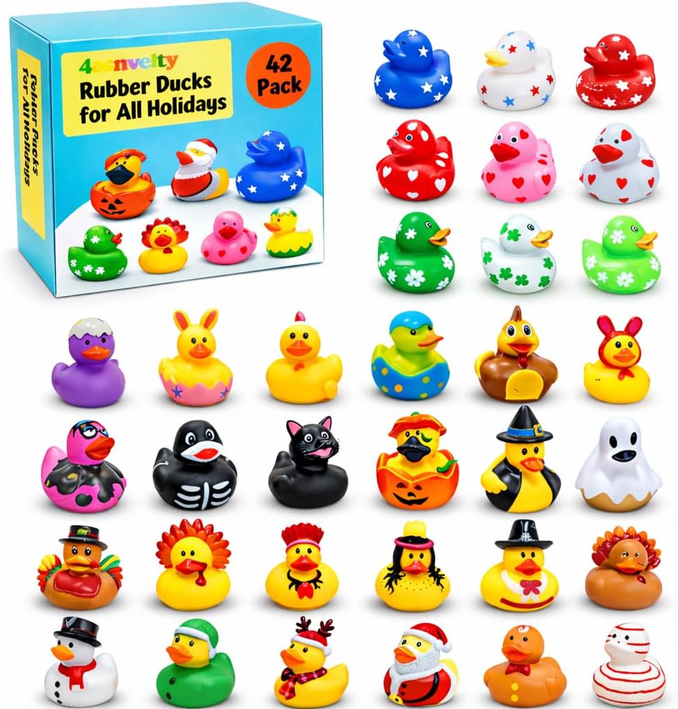 4E's Novelty 24 pack Halloween rubber ducks in pumpkin, cat, zombie, witch, skeleton and ghost designs