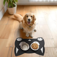 Pet Mats for Food and Water Dog Cat Food Mats Pet Feeding Mat - Black Cat - image 2