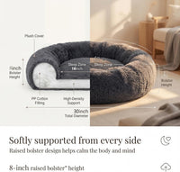 Small Calming Dogs Bed for Small Dogs Anti-Anxiety Machine Washable - Dark grey / 30 inches - image 4