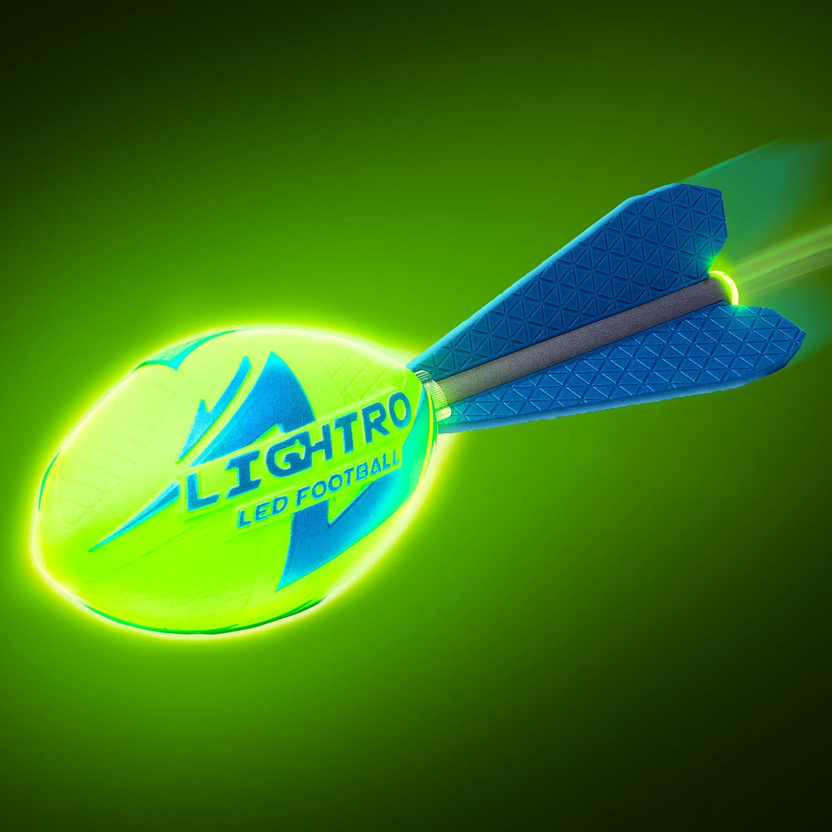 LIGHTRO foam glow in the dark football with smart LEDs and lit tail