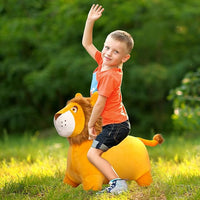 EVERICH TOY Lion Bouncy Horse, Inflatable Plush Hopping Toy, Bouncing Animal Hopper for Toddlers, Fun Ride-On Toy for Kids 18 Months-6 Years, Indoor & Outdoor Play, Great Gift Boys Girls