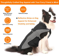 Gimilife Dog Coat, Waterproof Reflective Warm Dog Jacket Clothes for Winter – Essentials for Dogs - Gray / 3XL ( 80+ LB | 26.77"Neck Girth ) - image 2