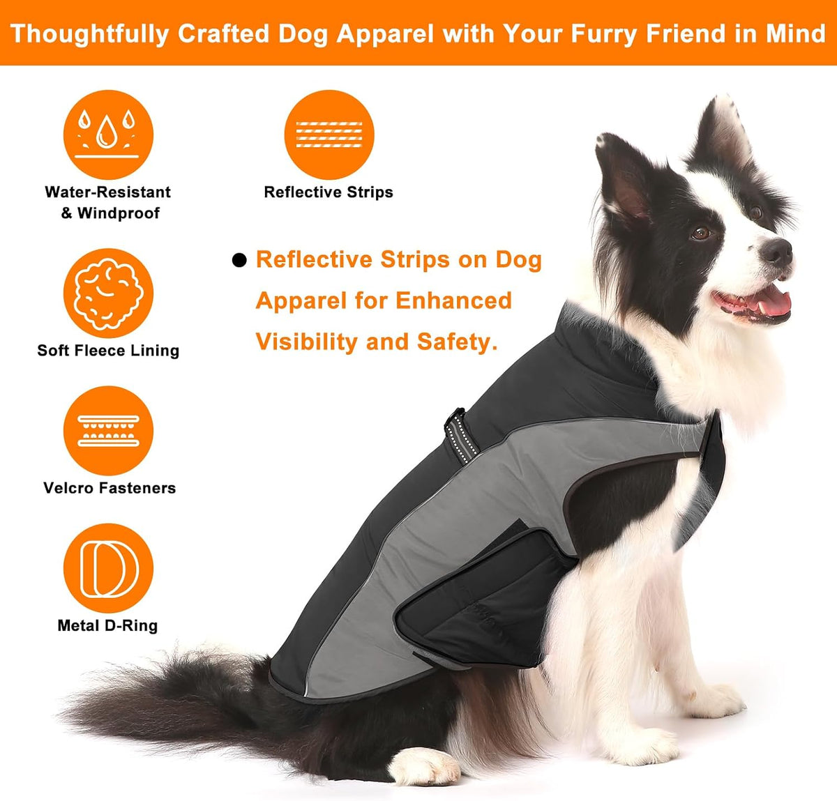 Gimilife Dog Coat, Waterproof Reflective Warm Dog Jacket Clothes for Winter – Essentials for Dogs - Gray / 3XL ( 80+ LB | 26.77"Neck Girth ) - image 2