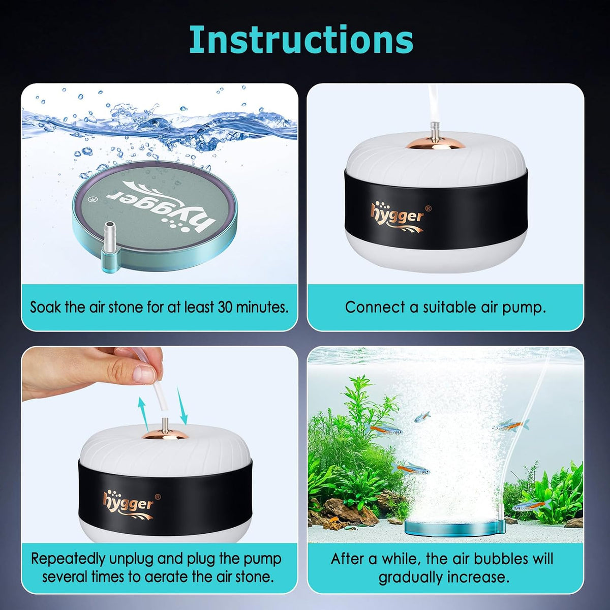 hygger Aquarium Air Stone 2 Inch, Fish Tank Bubbler Stone - 3 Inch - image 3