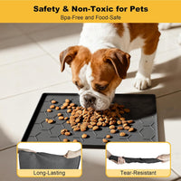 Pieviev Silicone Dog Cat Food Bowl Mat, Waterproof Raised Edge - S-16''X12'' / Dark Gray - image 3