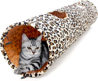 PAWZ Road Cat Tunnel 51 Inches Long Cat Toys Collapsible Tunnel - Leopard / Large-51"