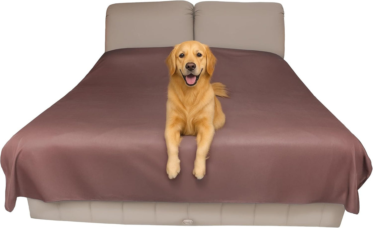 Thin Reversible Waterproof Protective Bed Cover, for Pets - King 96 x 100 inch / Brown
