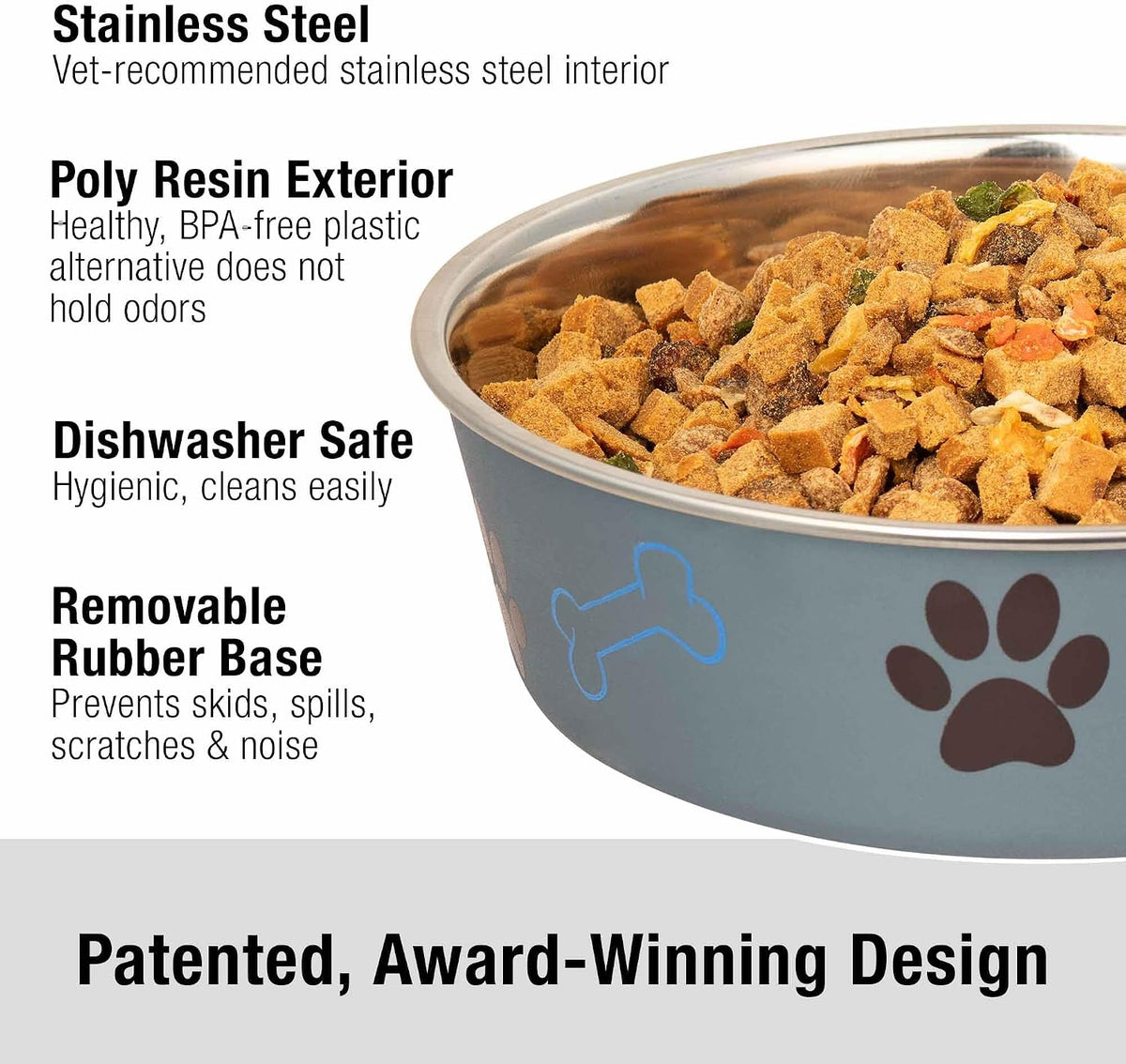 Loving Pets Bella Dog Bowls, Stainless Steel Dog & Cat Bowls - Blueberry / Medium (20-35lbs) - image 2