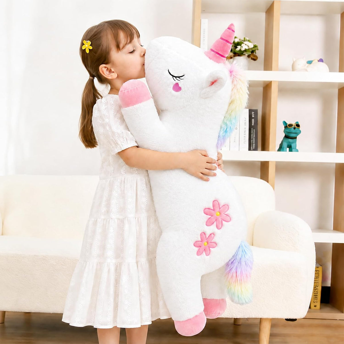 32inch Cute Giant Pink Unicorn Plush, Jumbo Soft Body Pillow Pet - White / 32 inch - image 2