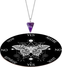 Blulu Pendulum and Board Wooden Dowsing Set Crystal Necklace Wiccan - Black