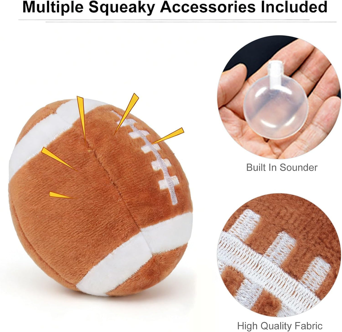 Dog Toys Balls, Chewable Plush Football for Dogs, Soft Pet Ball - Rugby - image 3