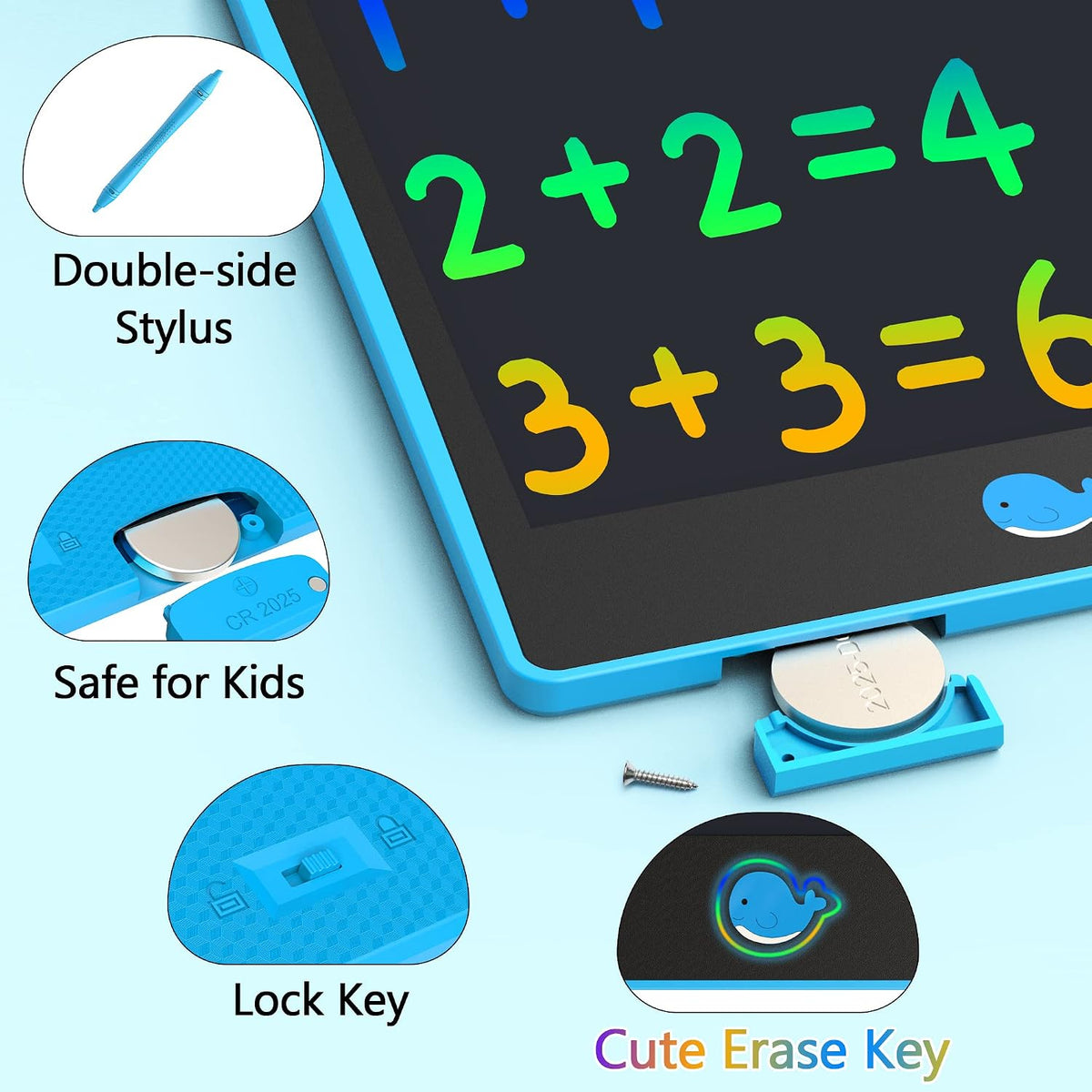 Hockvill LCD Writing Tablet for Kids 8.8 Inch - 6"W x 9"H / Blue - image 3