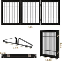 Wire Dog Gate Indoor, Dog Gates for Doorways, Stairs, 24-Inch Tall Freestanding Pet Gates for Dog, Puppy Fence (3 Panel, Black)