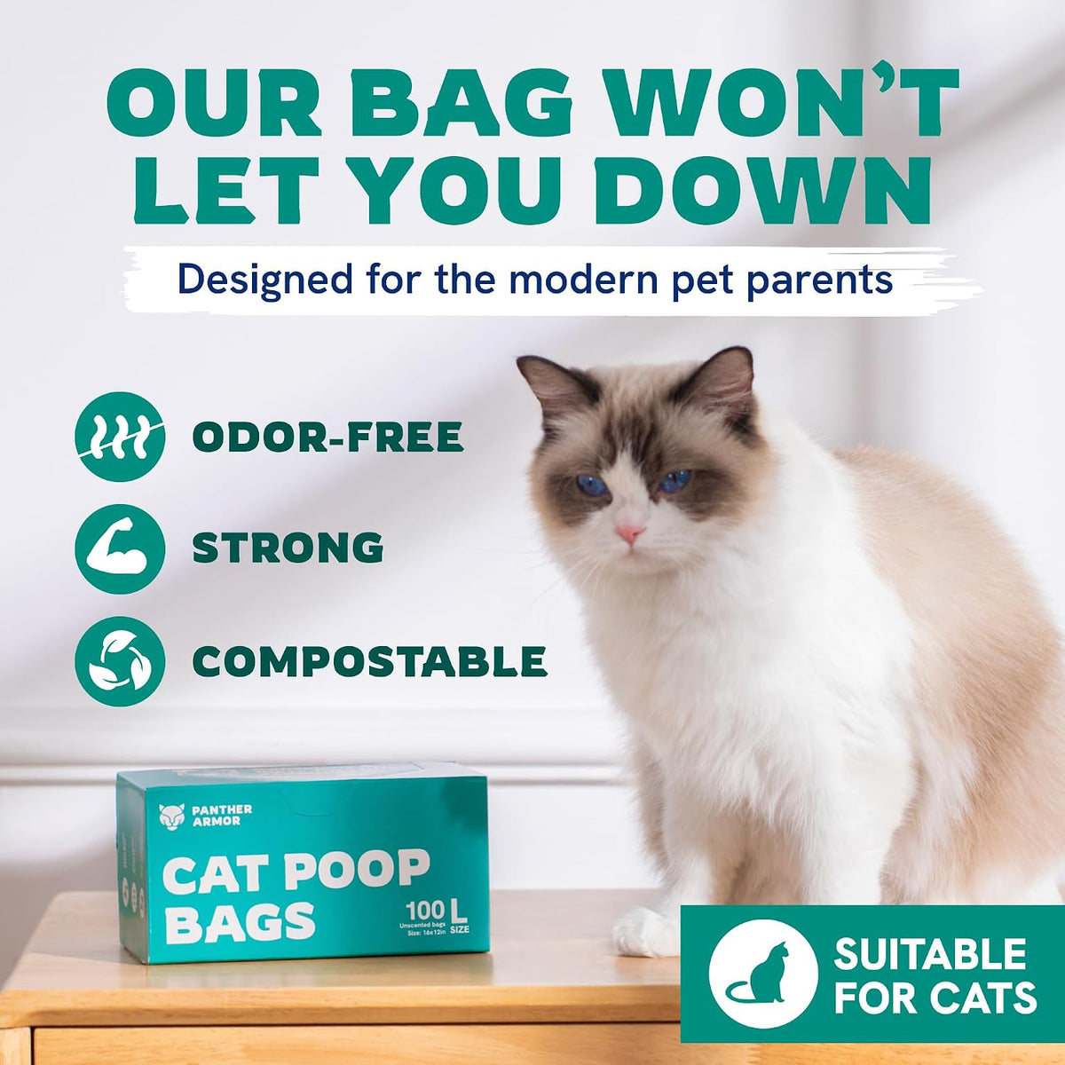 Panther Armor Cat Litter Bags for Poop - Large (16 x 12 in) – 100 Count - image 3