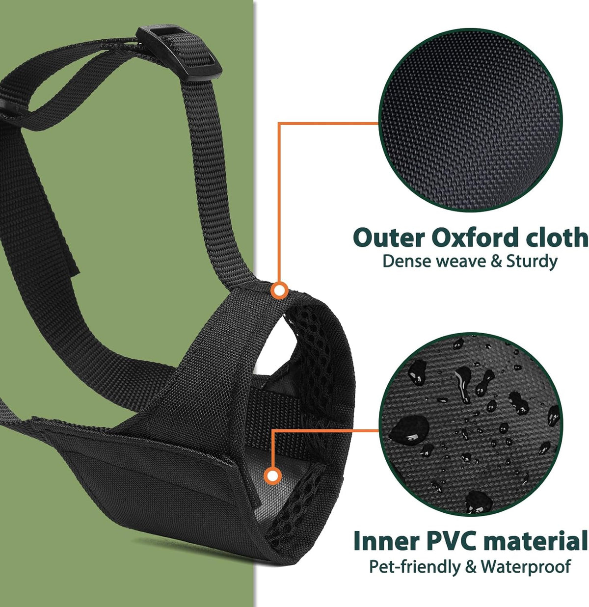 Soft Fabric Dog Muzzle for Pitbull Rottweiler Anti Fierce Biting – Essentials for Dogs - Black / XXL [Snout Cir: 12.5"-13.75"] - image 2