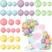 32 PCS Colorful Ball Shaped Cake Topper Pearl Balls Cupcake Cake - Pink Yellow Blue Purple Green