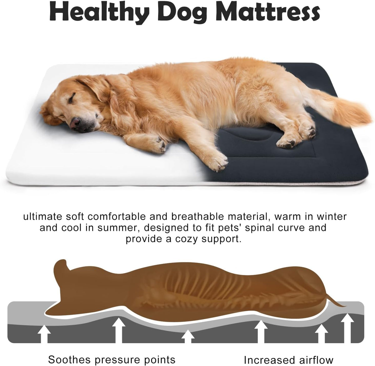 Large Dog Bed Soft Dog Crate Pad Mat 42 in Non-Slip Bottom Washable - 36.0"L x 23.0"W x 1.2"Th / Dark Blue Gray - image 3