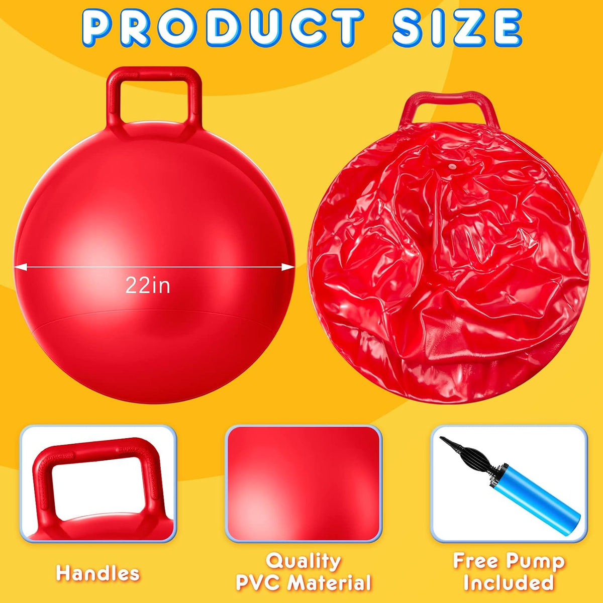 Lewtemi 6 Pcs Hopper Ball with Handle - Rainbow Colors / 22 Inch - image 2