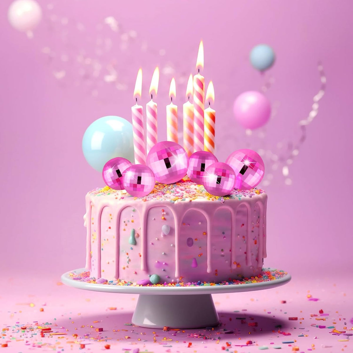 ASTARON 20 Pcs Gold Balls Cake Topper Decorations for Birthday Cake - Disco Pink - image 4