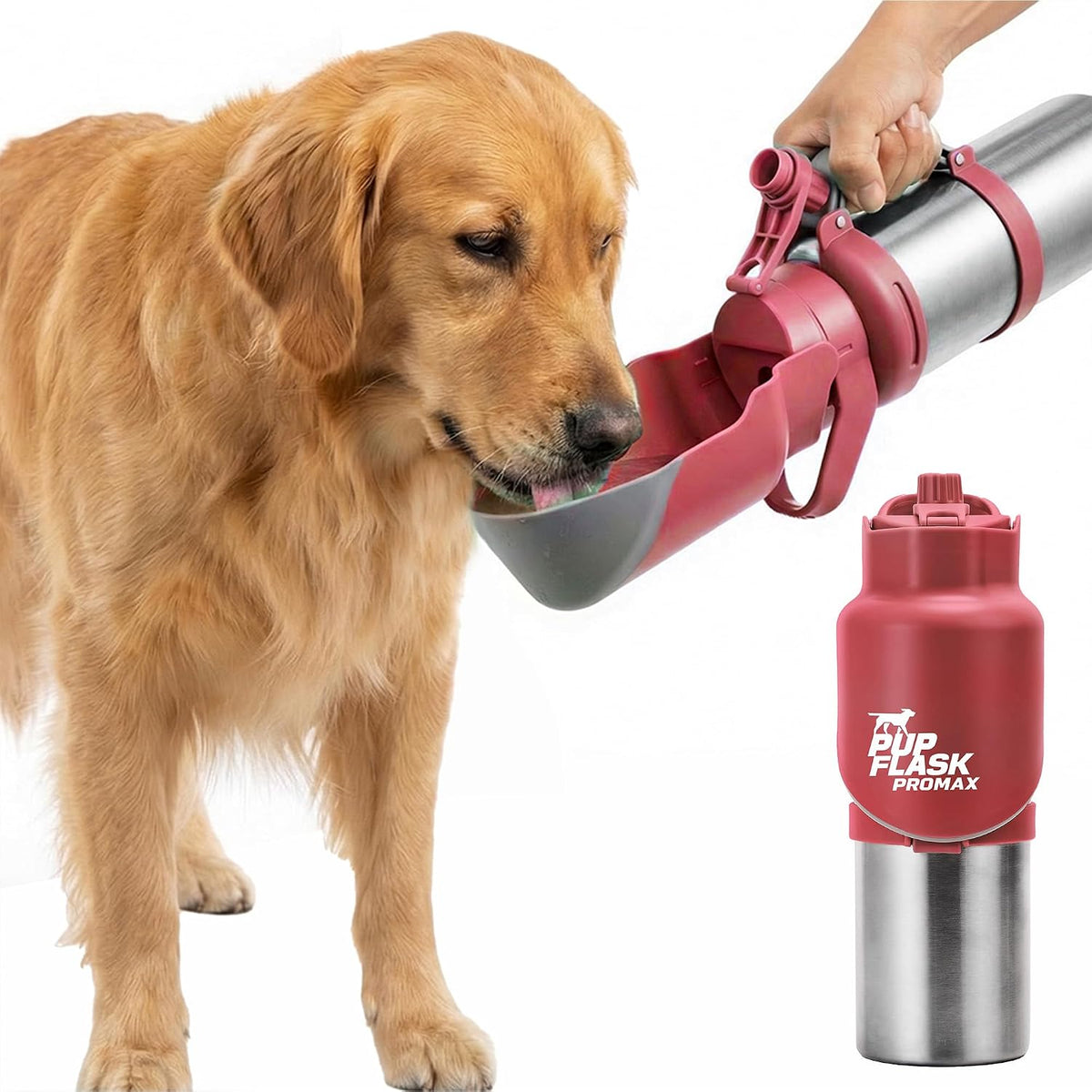PupFlask Pro Portable Insulated Dog Water Bottle - Red / 50 Ounce