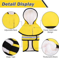 Dog Raincoat Hooded Slicker Poncho with Leash Hole - M:15-20lbs / Yellow(Thick Fleece) - image 3