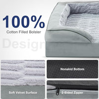 FURTIME Orthopedic Dog Bed for Extra Large Dogs - XL Plus Waterproof Dog Sofa Beds, Supportive Foam Pet Couch Bed with Removable Washable Cover, Waterproof Lining and Nonskid Bottom, Light Grey