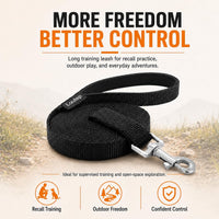 Long Line Dog Training Leash with Padded Handle - 15ft / Black - image 2