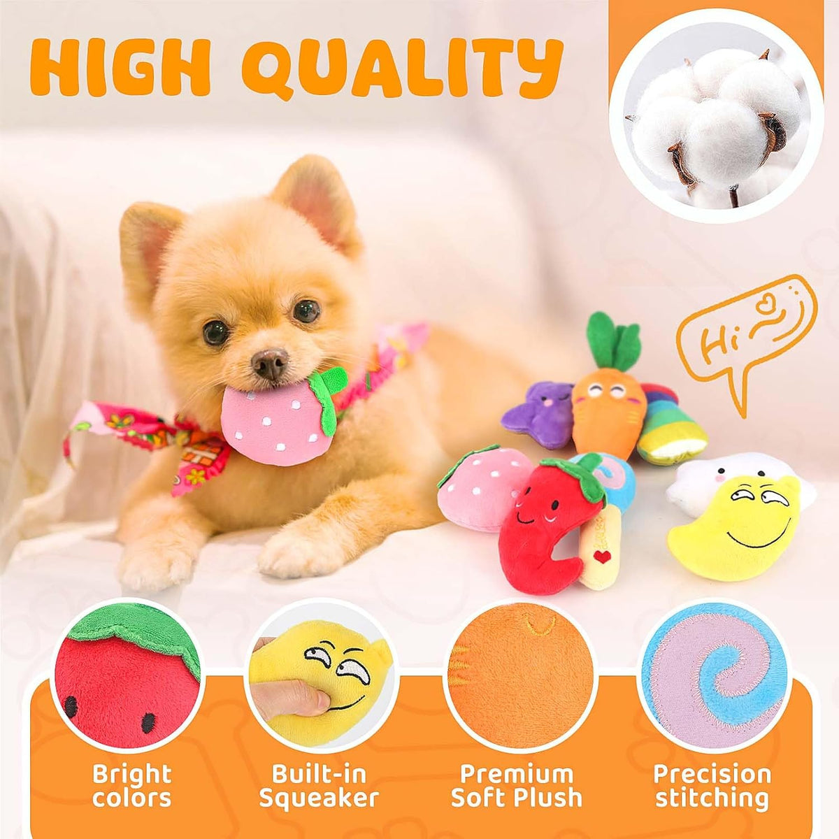 LOYEE Dog Squeaky Toys 8 Pack - 8 Pack Plush Squeaky Toys - image 3