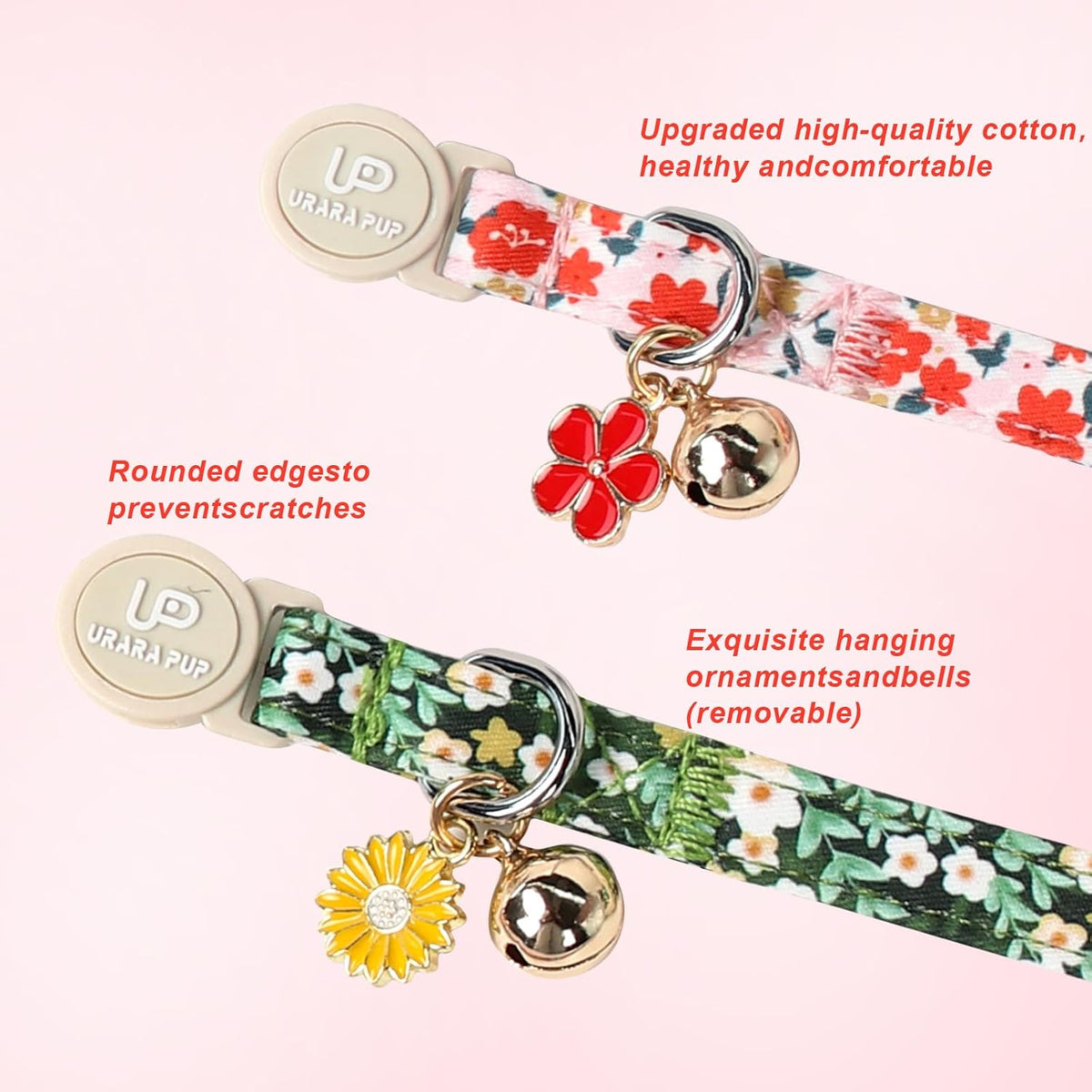 Halloween Cat Collar-2Pack Autumn Pumpkin Kitten Collars-Funny - GreenLeafFlower&PinkYe - image 3