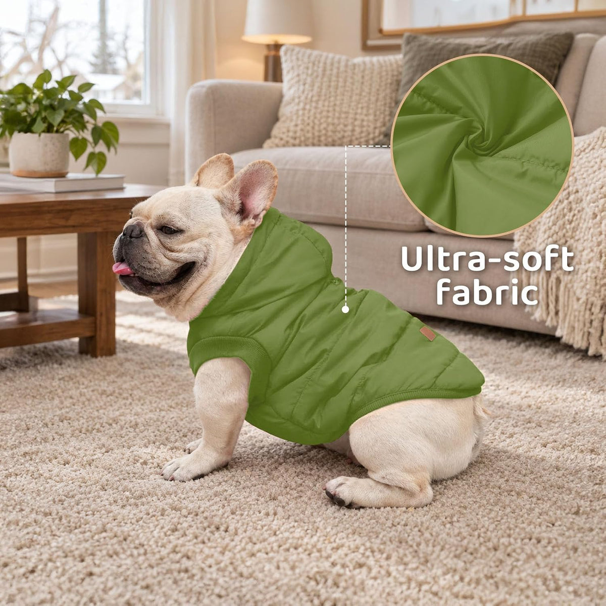 Vecomfy Warm Dog Coats with Hoodie - Medium / Green - image 4