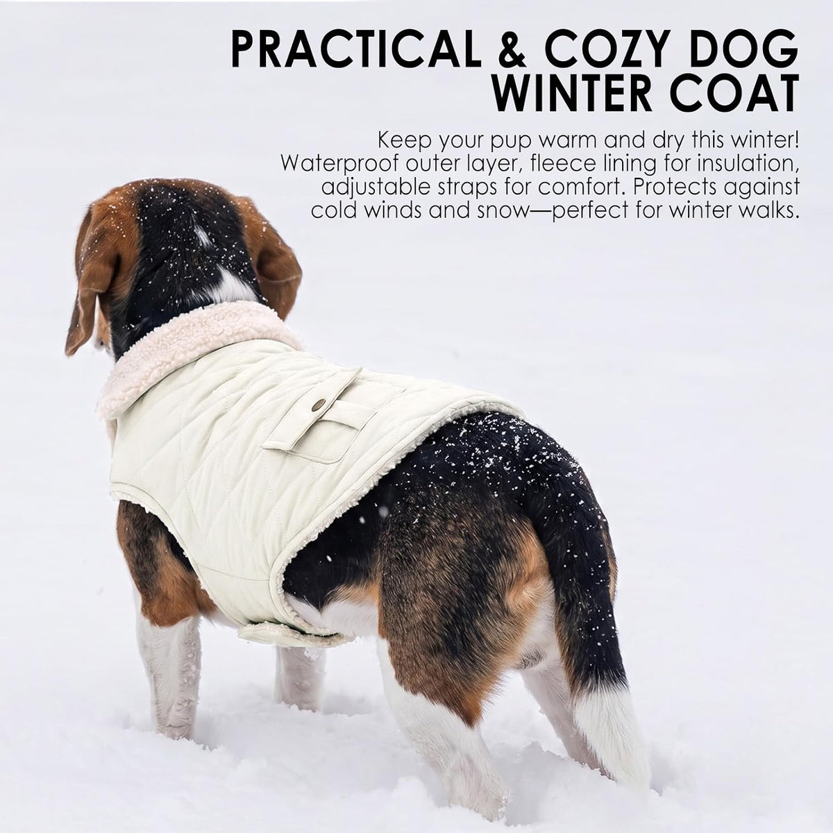 Dog Winter Coats for Small Dogs Puppies - Solid White / Medium - image 2