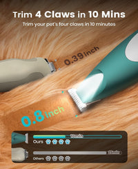 oneisall Low-Noise Dog Paw Trimmer with LED Light – Essentials for Dogs - Green - image 3