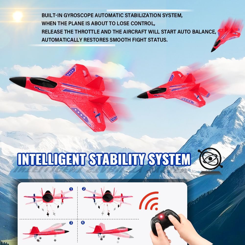 RC Plane, F22 RC Airplane Fighter Ready to Fly - Red Kf803 - image 3