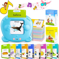 Spanish & English Talking Flash Cards for Toddler - Blue / 510 Words Spanish & English (ABC+123+3 Songs)