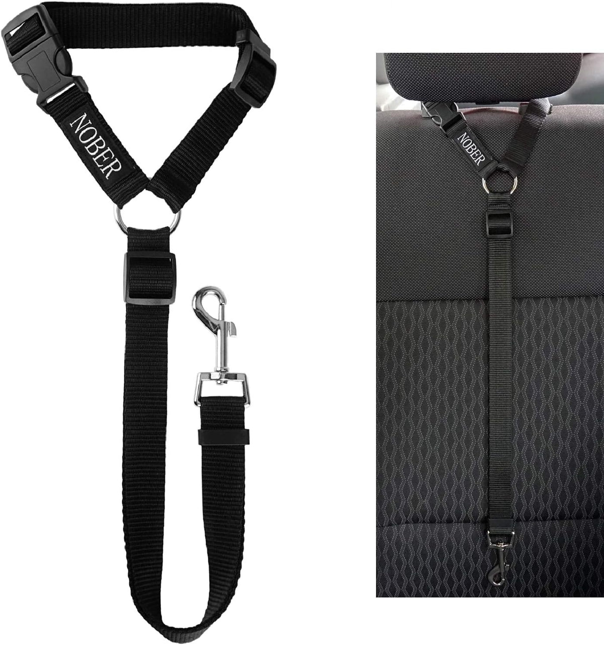 Pet Dog Cat Seat Belts, Car Headrest Restraint Adjustable Safety Leads Vehicle Seatbelt Harness 1 - 1 Pack / Black