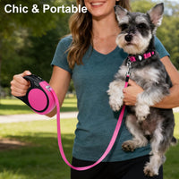 Taglory Retractable Dog Leash, One-Handed Brake, Up to 44 lbs - Pink / Medium - image 2