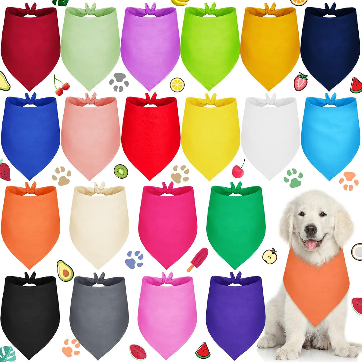 Saintrygo 20 Pcs Plain Dog Bandana Bulk for Puppy Dog - 25 x 17 x 17 Inches