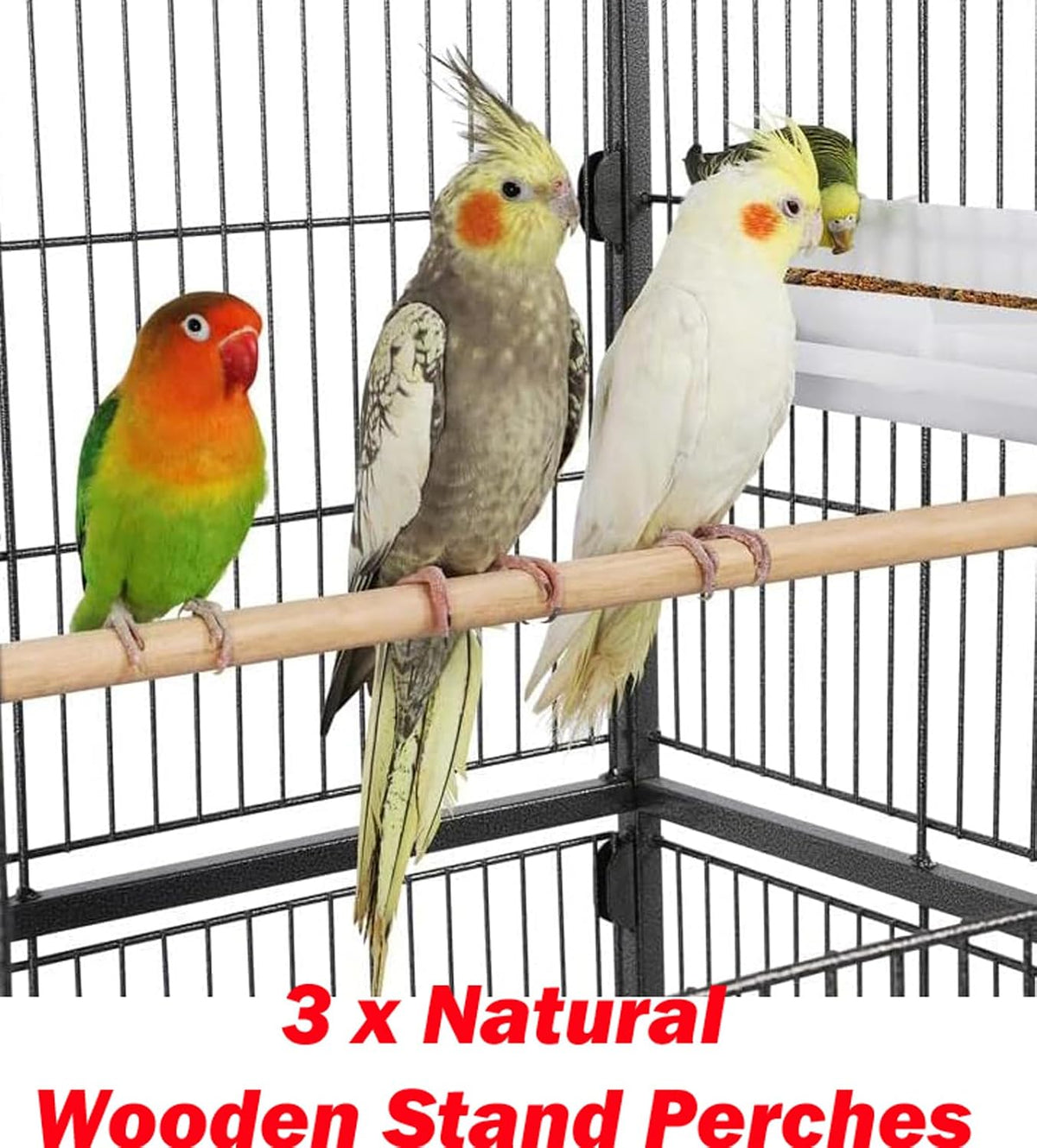 30.5Lx18.5Wx52.5 H Sturdy Wrought Iron Bird Parrot Home Cage On Wheels – Essentials for Birds - Black Vein / 30.5"L x 18.5"W x 52.5"H - image 4