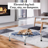 Elevated Dog Bed with Cotton Fabric, Stainless Steel Frame - S - image 2