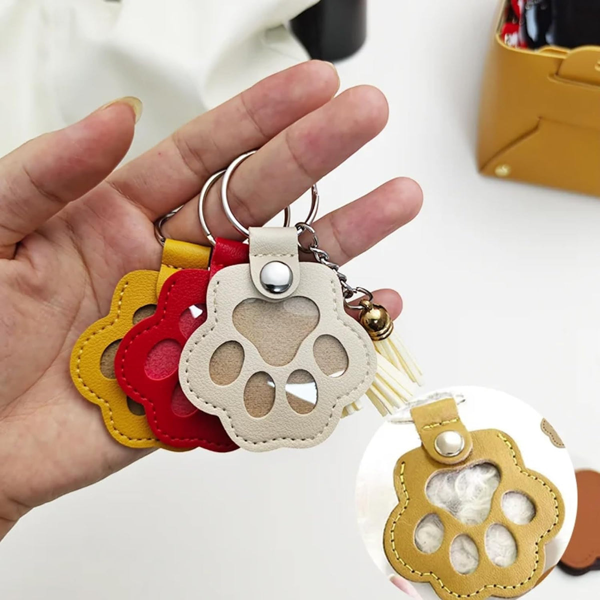 Cat Dog Hair Storage Keychain, Pet Hair Keychain - White - image 2