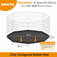 PEEKABOO Foldable Rustproof Dog Playpen with Door, 8 Panels 24"H – Essentials for Dogs - Only Octagonal Bottom Pad - image 2