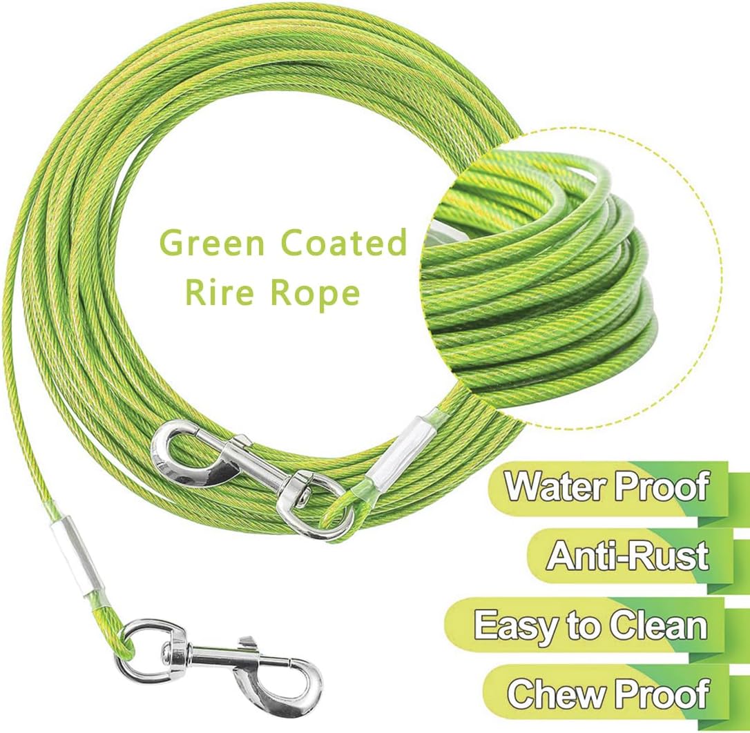 10/15/20/25FT Dog Tie Out Cable - Green / 125Ibs 10ft - image 4